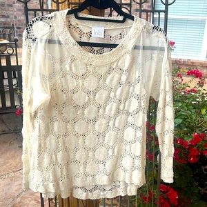 Lola sheer cream long sleeved top Small